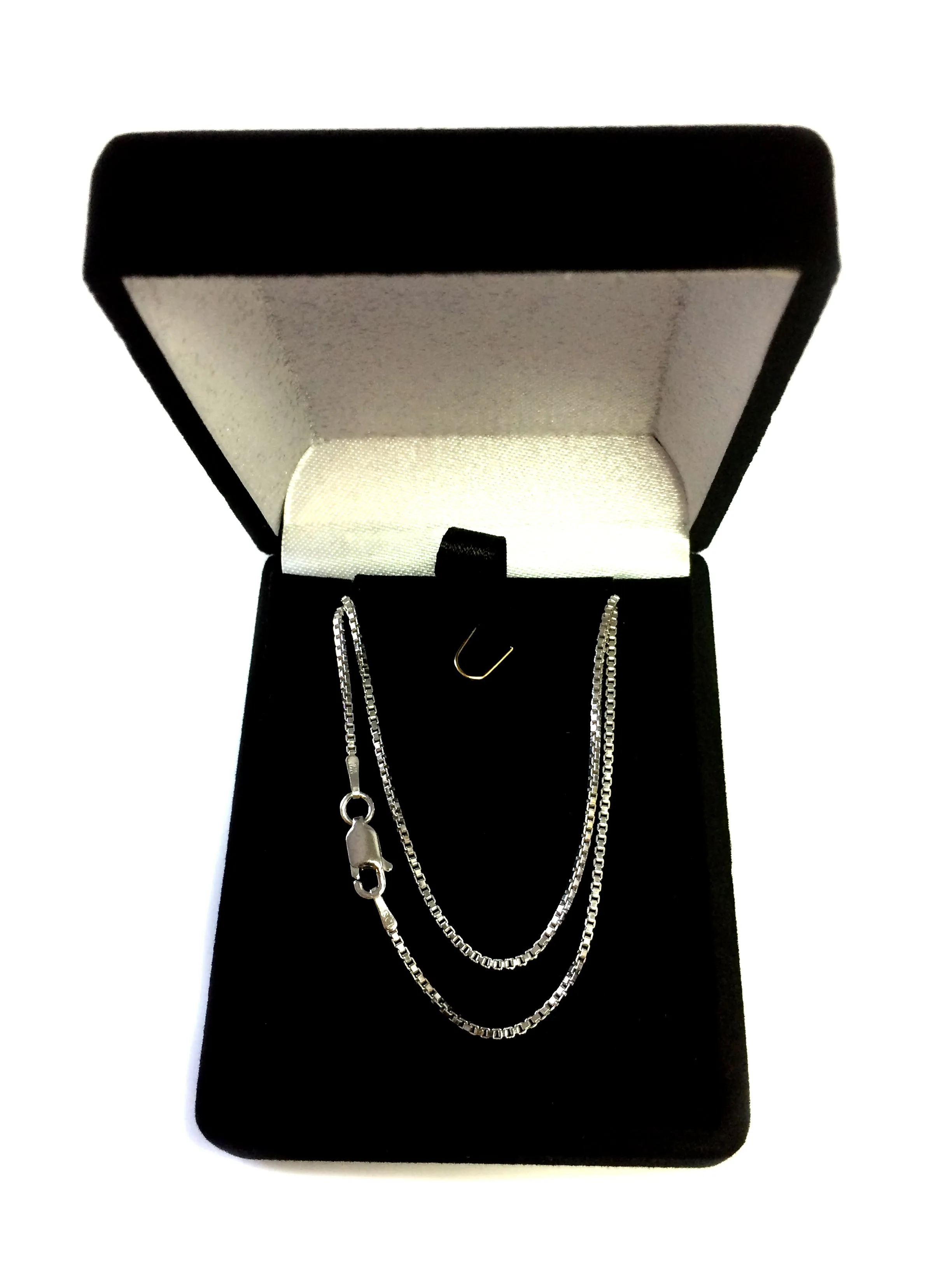 Sterling Silver Rhodium Plated Box Chain Necklace, 1.3mm