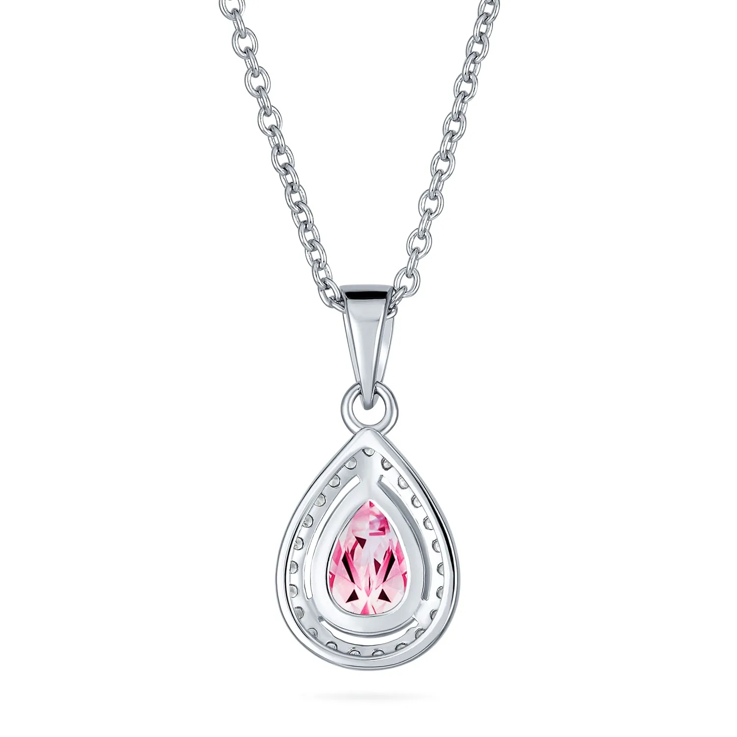 Sterling Silver Victorian Bridal Necklace with Blue Solitaire CZ Teardrop Pendant