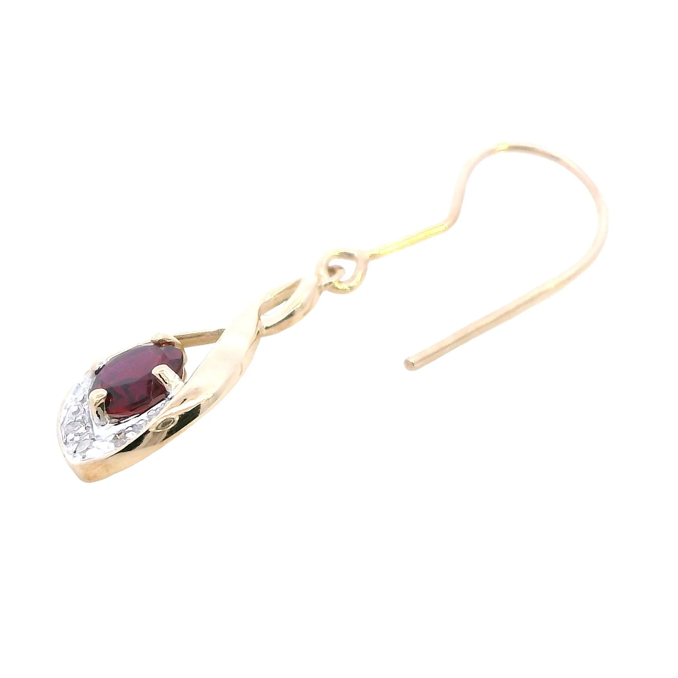 Stunning 9ct Yellow Gold Synthetic Ruby & Diamond Drop Earrings