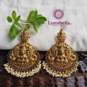 Temple Chandbali Earrings Big Size