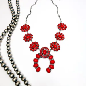 The Western Way Squash Blossom Necklace in Red