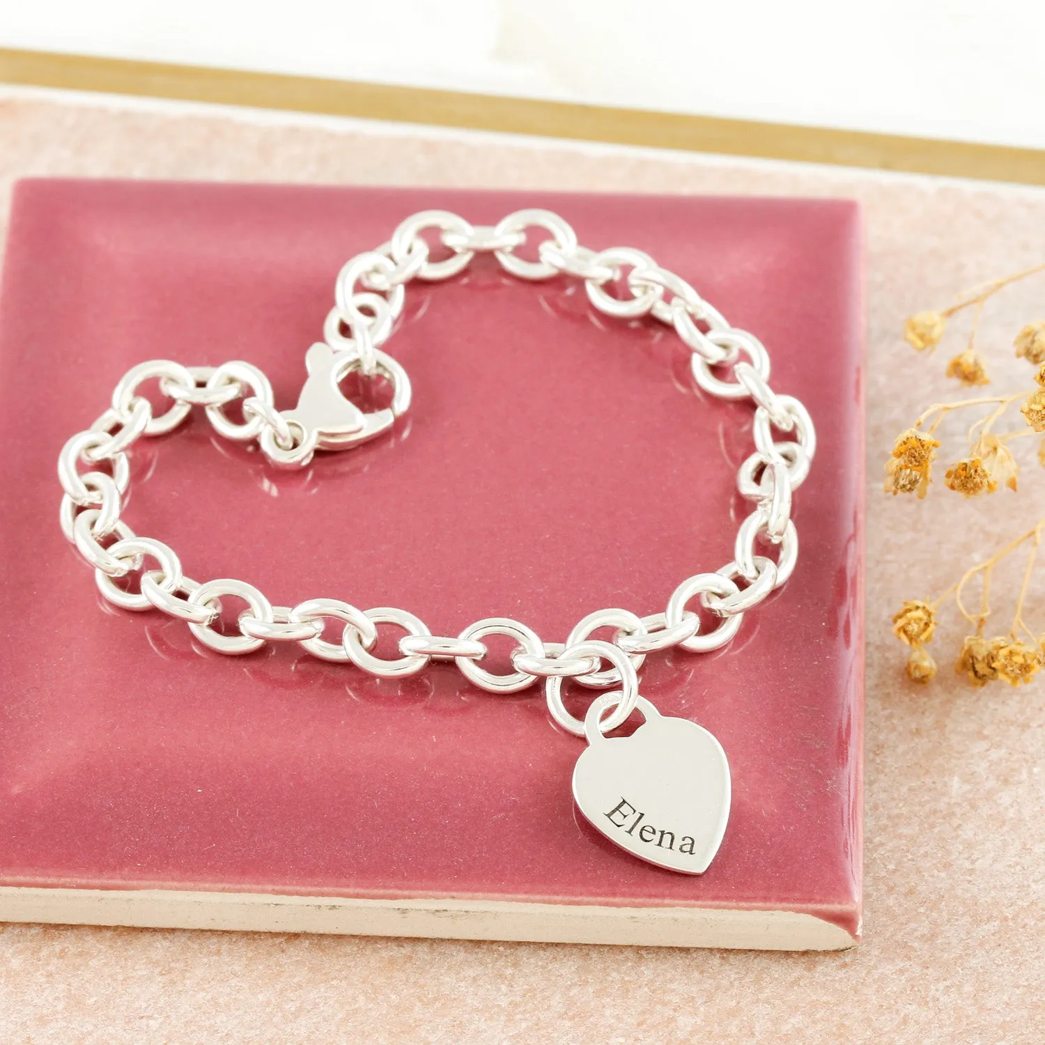 Tiny Heart Tag Personalised Silver Charm Bracelet