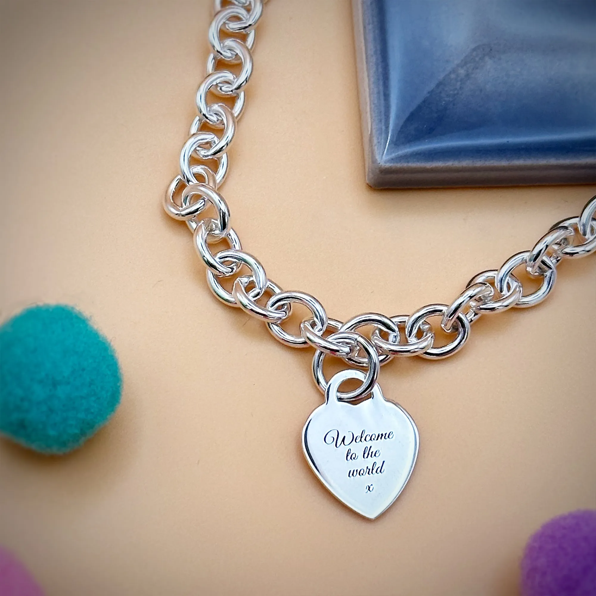 Tiny Heart Tag Personalised Silver Charm Bracelet