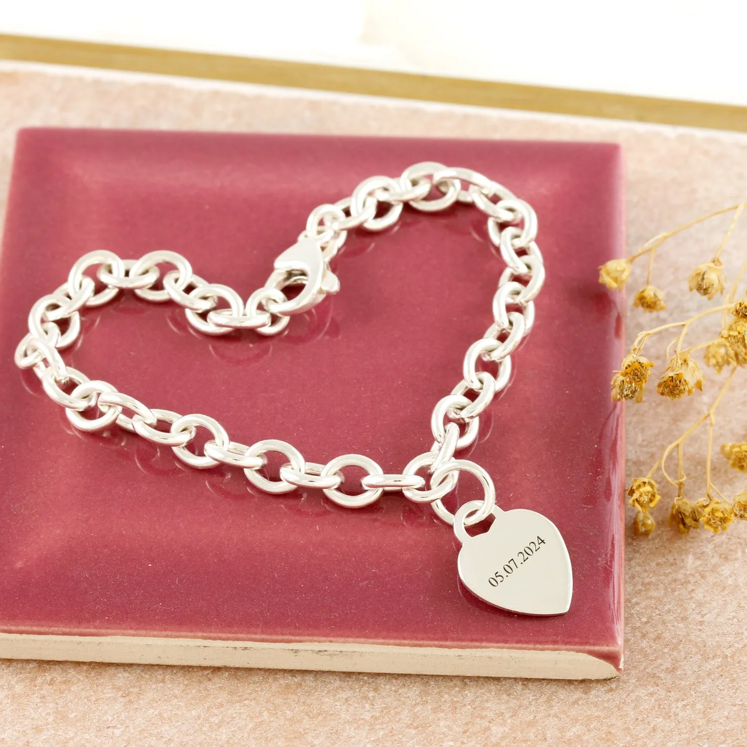 Tiny Heart Tag Personalised Silver Charm Bracelet