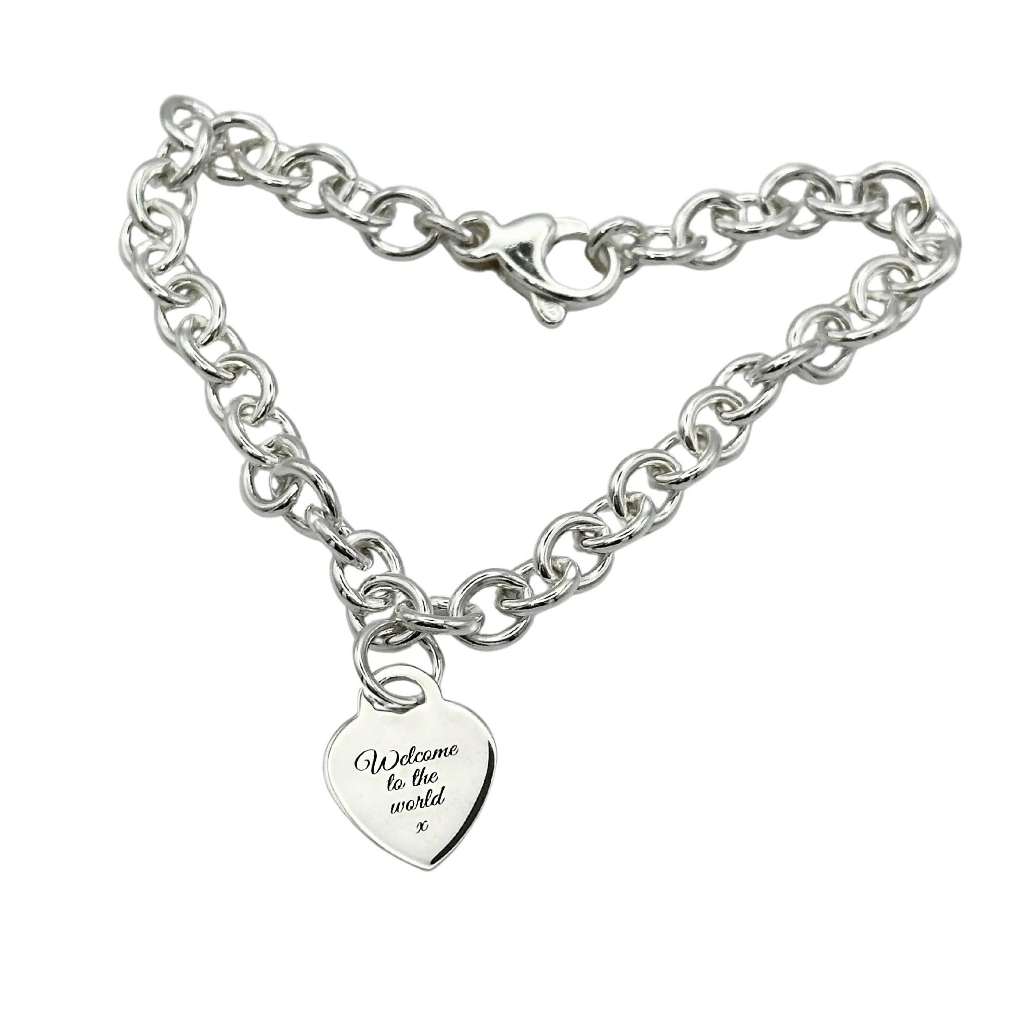 Tiny Heart Tag Personalised Silver Charm Bracelet