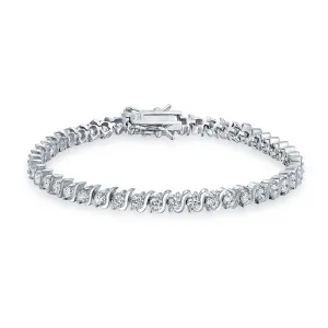 Traditional Bridal Jewelry 15CTW CZ Round Solitaire Tennis Bracelet 14k Gold