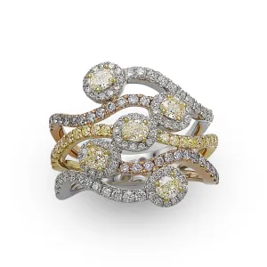 Tricolor Wavy Yellow Diamond Ring