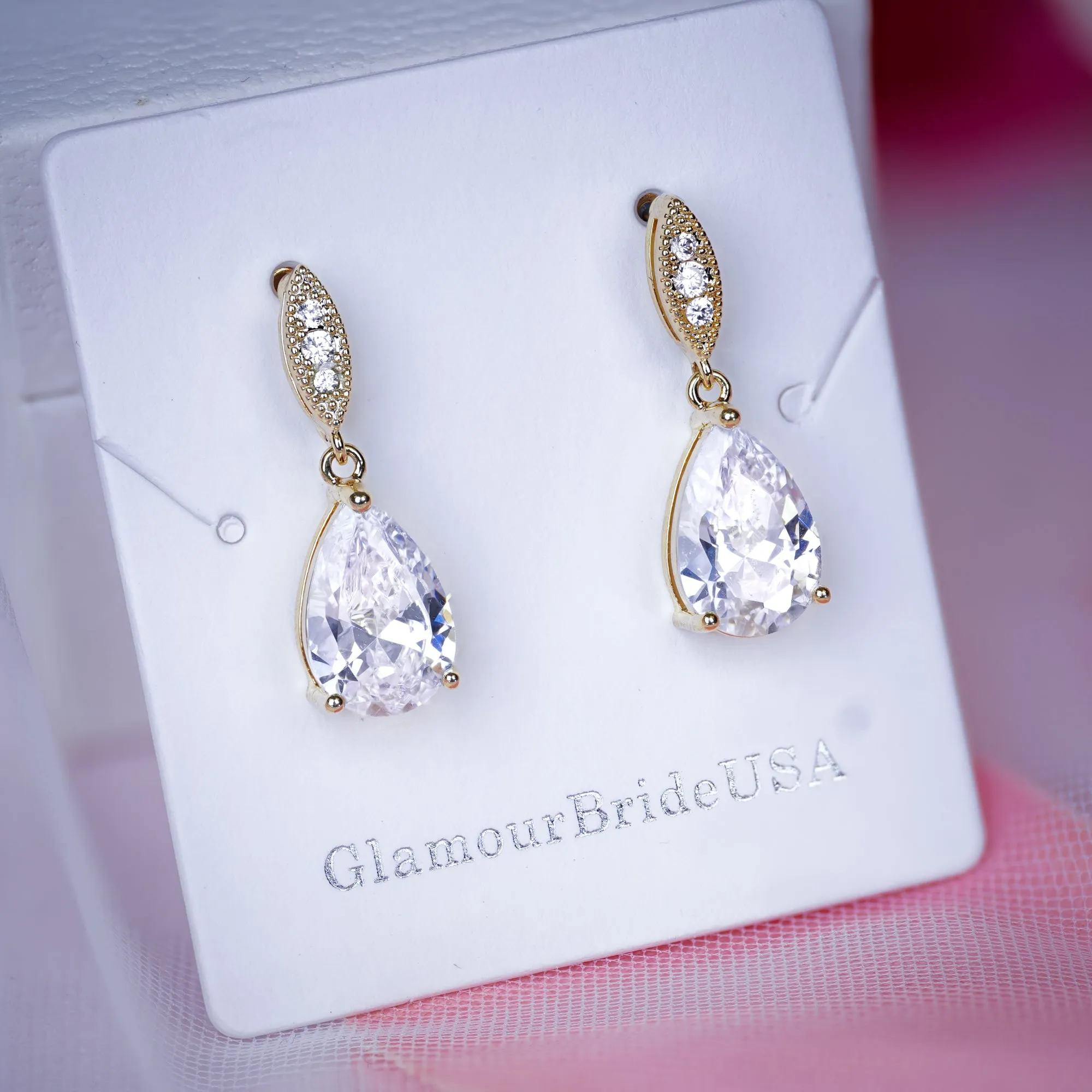 Vanessa - Crystal Tear Drop Earrings