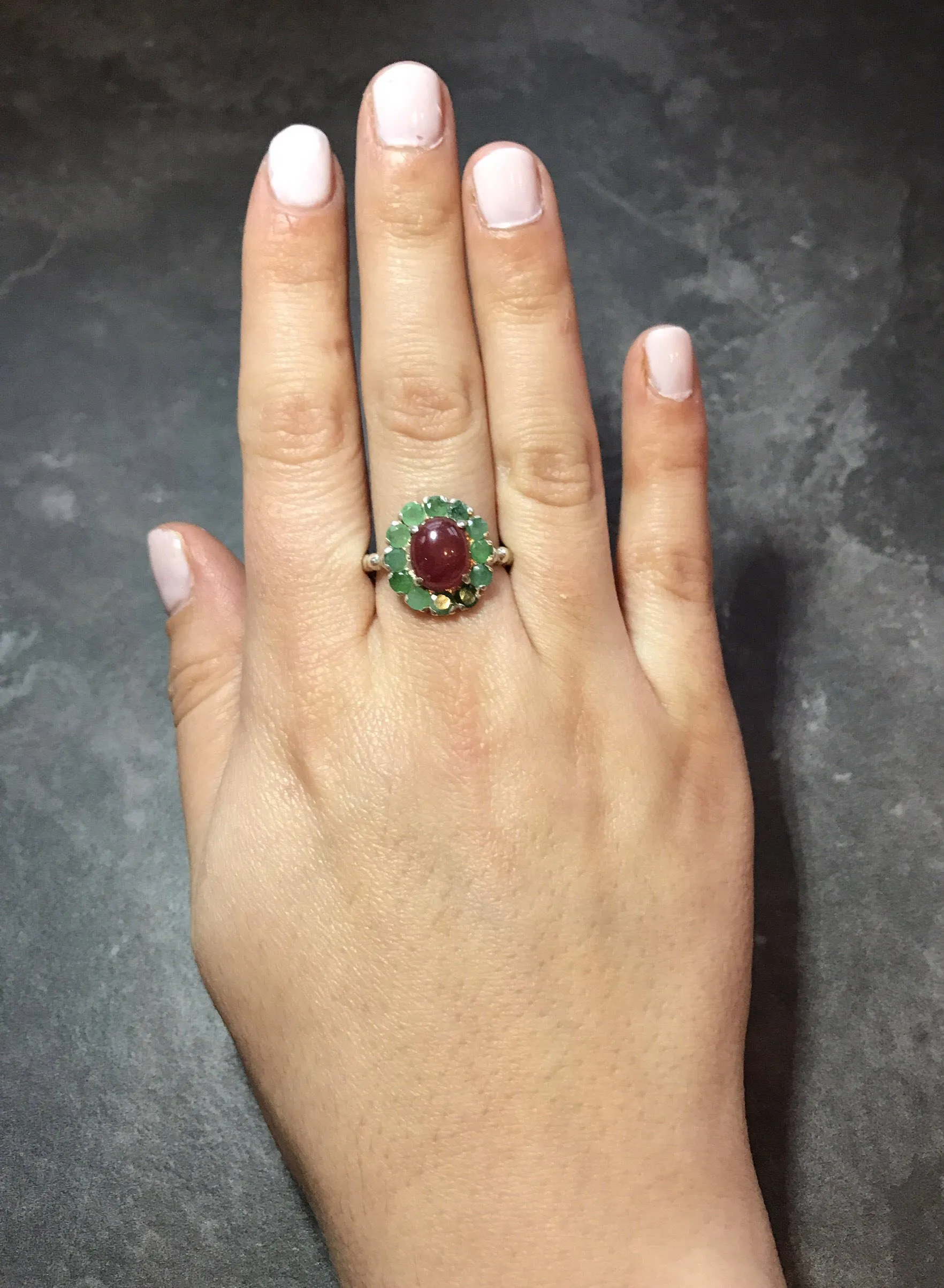 Victorian Emerald Ring - Natural Emerald and Ruby Ring - Vintage Ruby Ring