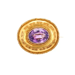 Victorian Etruscan Revival Amethyst Pin