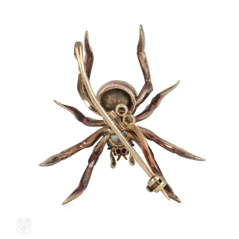 Victorian pearl and diamond spider brooch