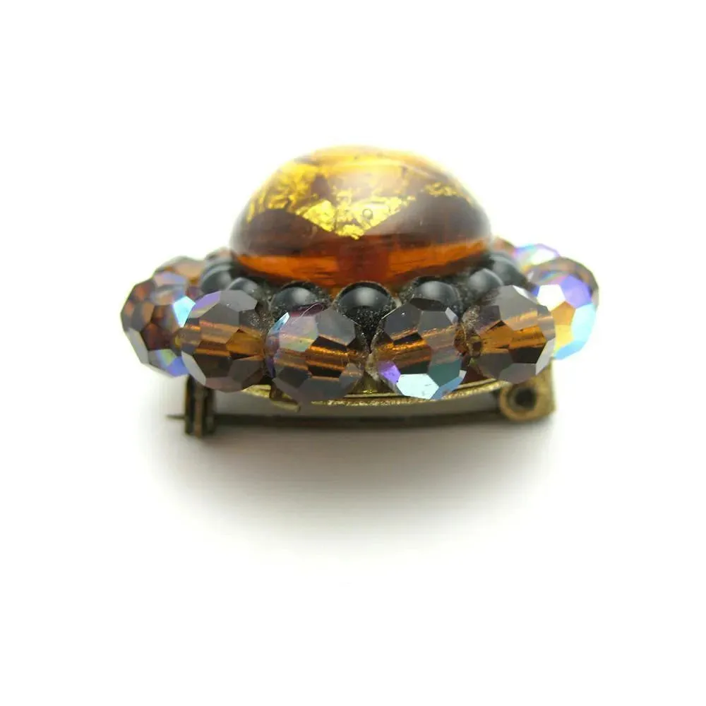 Vintage 1930s Art Deco Glass & Foil Brooch