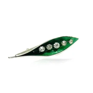 Vintage 1940s Lily of the Valley Enamel Silver Brooch