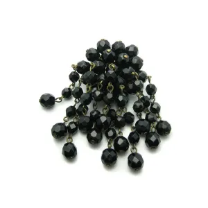 Vintage 1950s Cascade Beaded Black Brooch