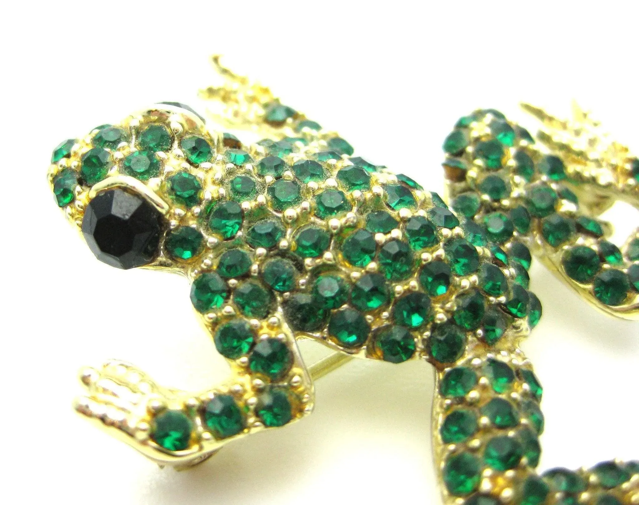 Vintage 1960s Diamante Frog Brooch