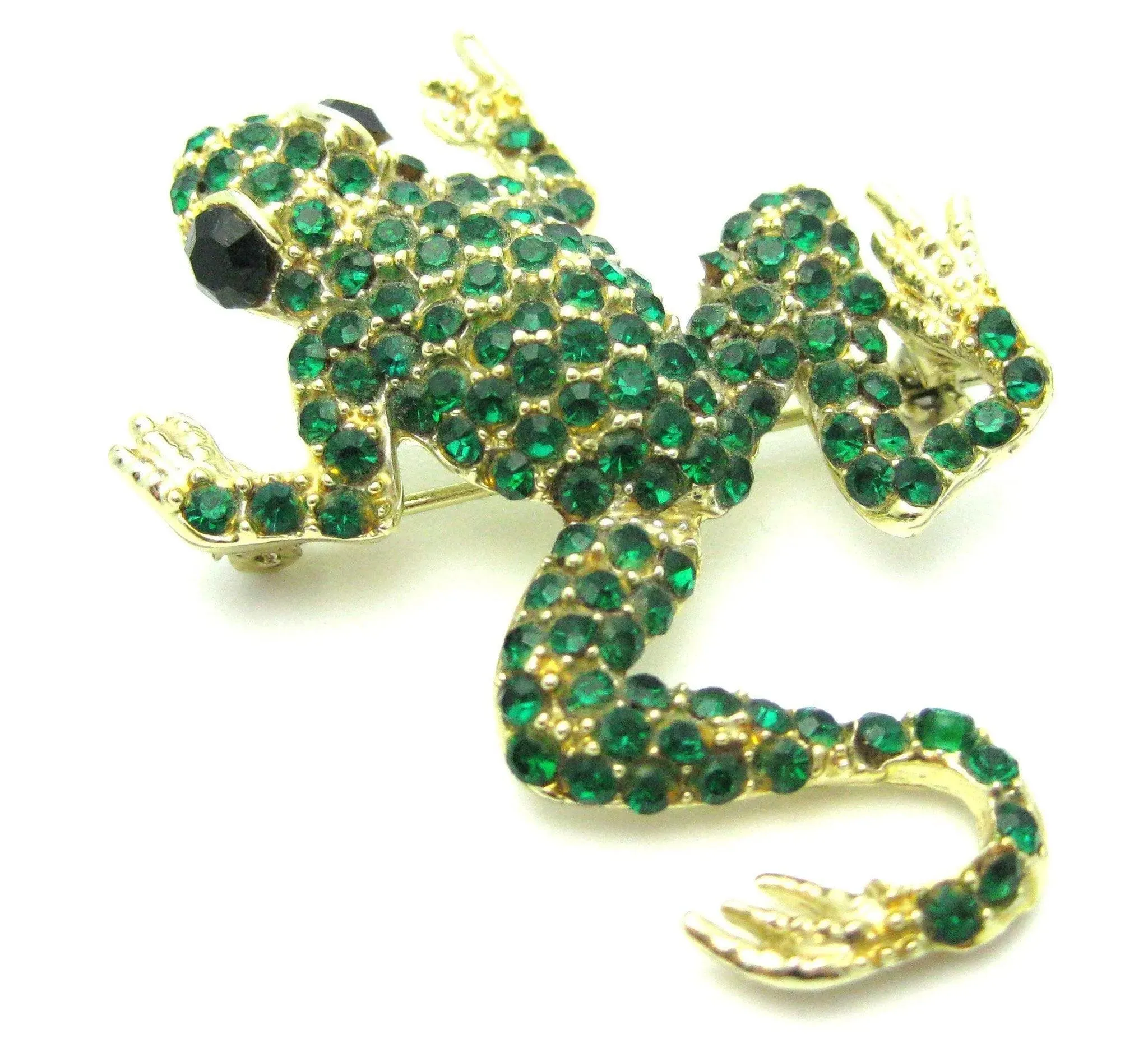 Vintage 1960s Diamante Frog Brooch