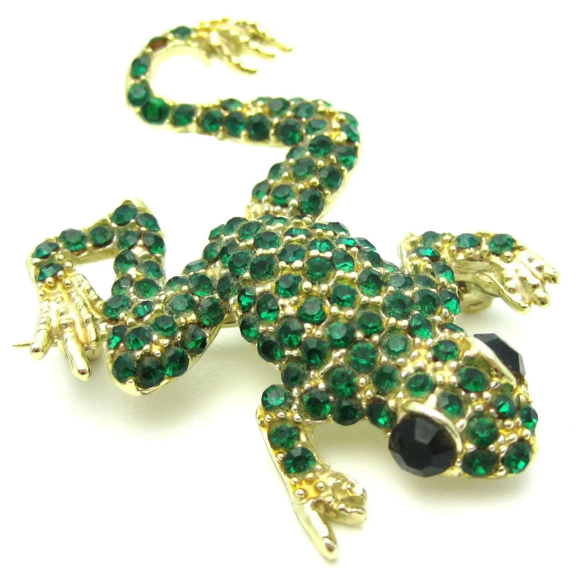 Vintage 1960s Diamante Frog Brooch