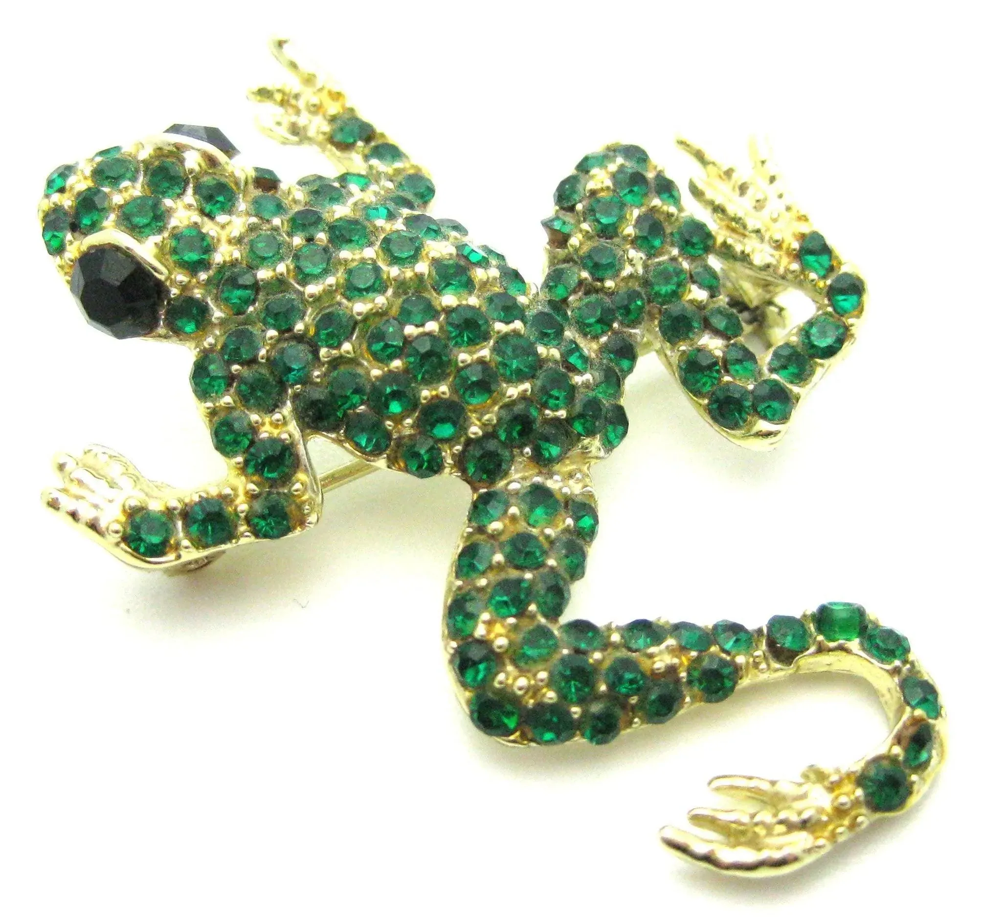 Vintage 1960s Diamante Frog Brooch