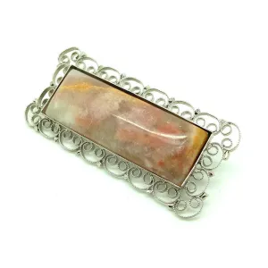 Vintage 1960's Scottish Pink Agate Brooch