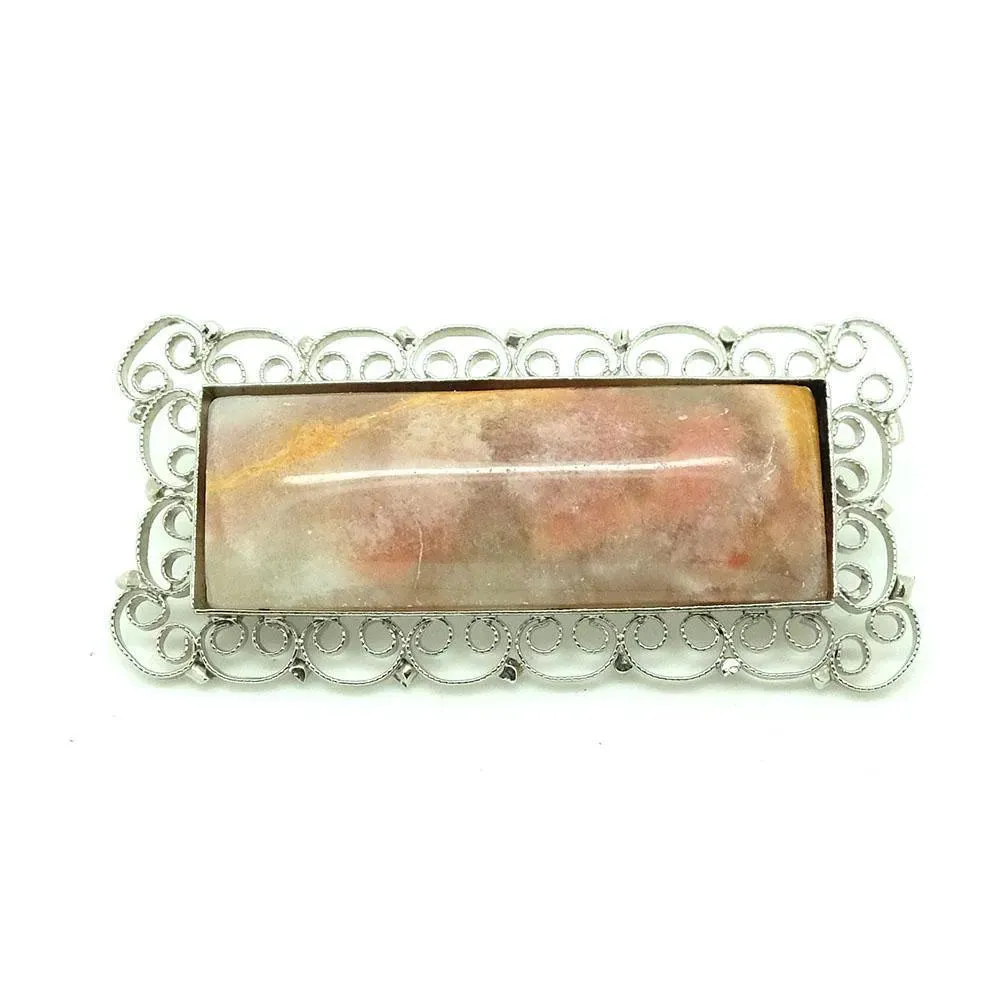 Vintage 1960's Scottish Pink Agate Brooch