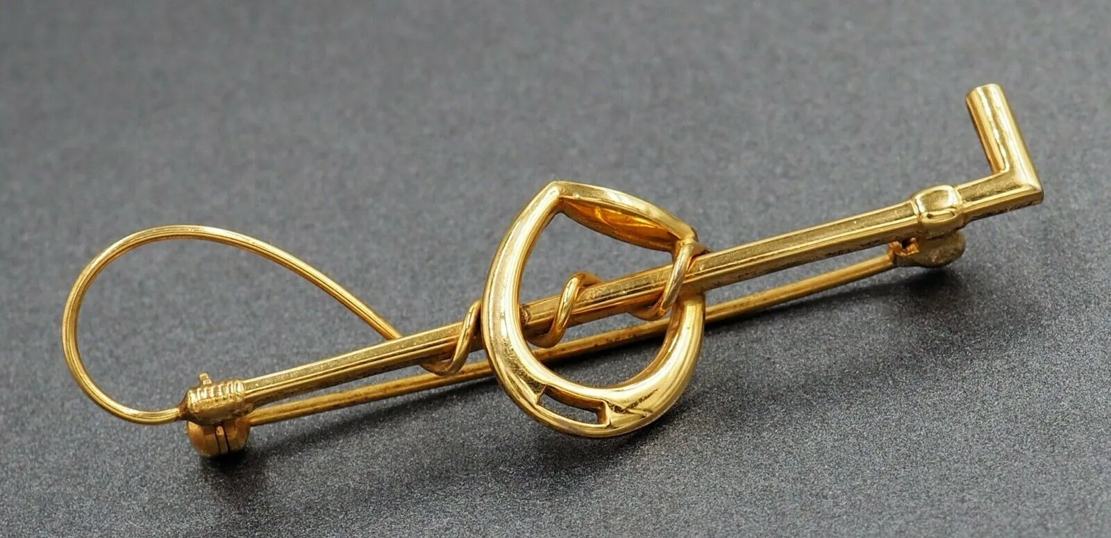 Vintage 9ct Yellow Gold Whip & Stirrup Brooch