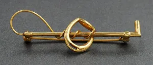 Vintage 9ct Yellow Gold Whip & Stirrup Brooch