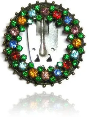 Vintage Art Deco 1930s Diamante Multicoloured Dress Clip Brooch