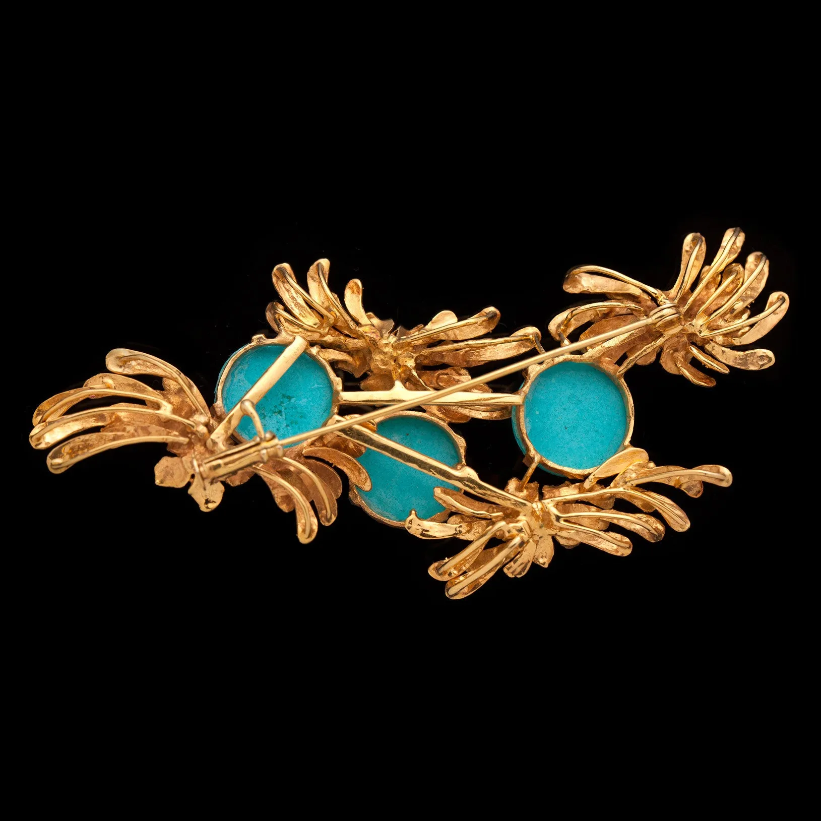 Vintage Faience 18Kt Gold Brooch, circa 1920s