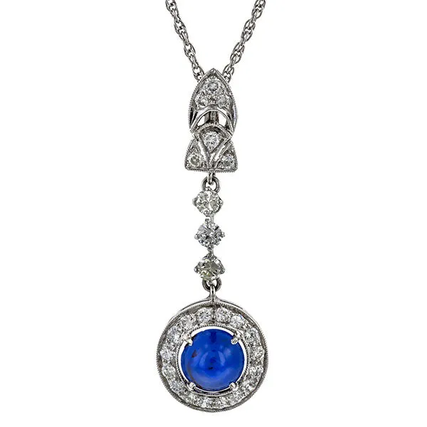 Vintage Sapphire & Diamond Pendant Necklace