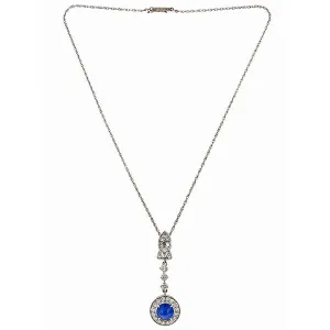 Vintage Sapphire & Diamond Pendant Necklace