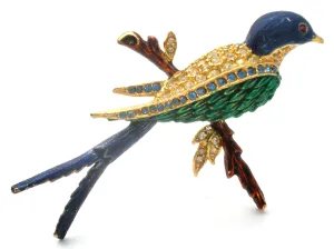 Vintage Sphinx Enamel & Rhinestone Bird Brooch