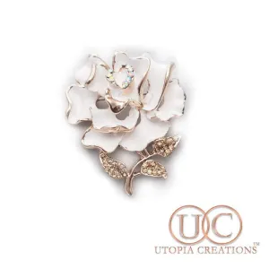 White Rose Brooch Pendant