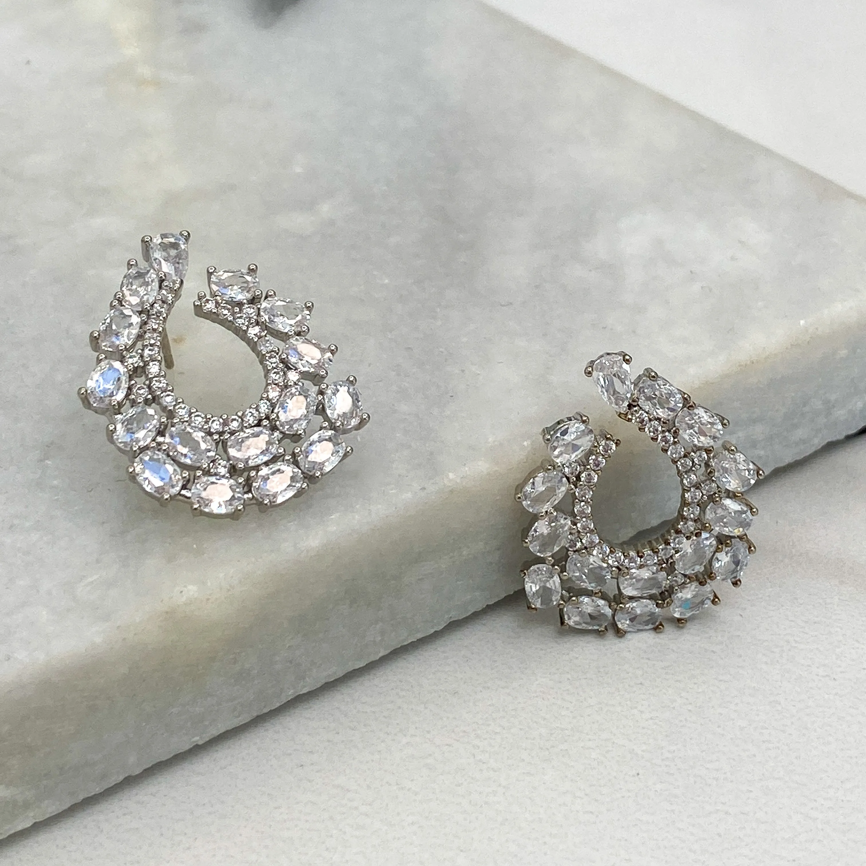 ZURI Silver Crystal Earrings